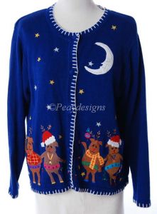 Ugly Tacky Christmas DRUNK REINDEER Sweater Party Sz L